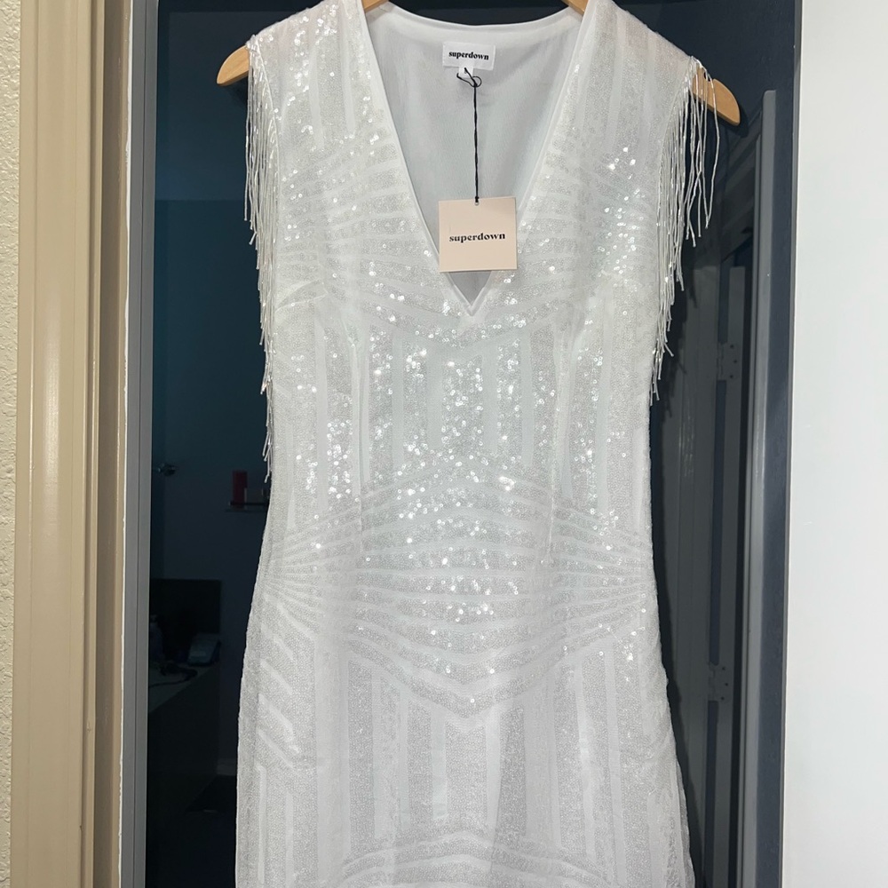Superdown Sparkling White Mini Dress